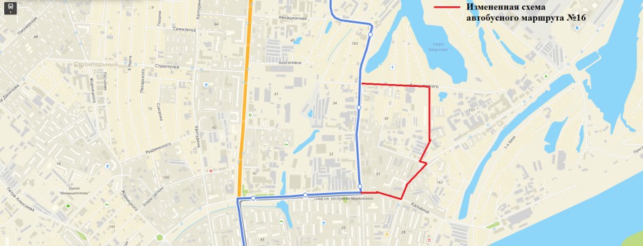 С 5 сентября изменена временная схема объезда автобусного маршрута № 16