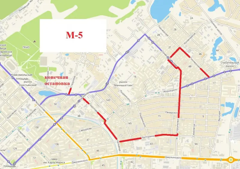Схема движения автобусных маршрутов по Петра Алексеева во время ремонта