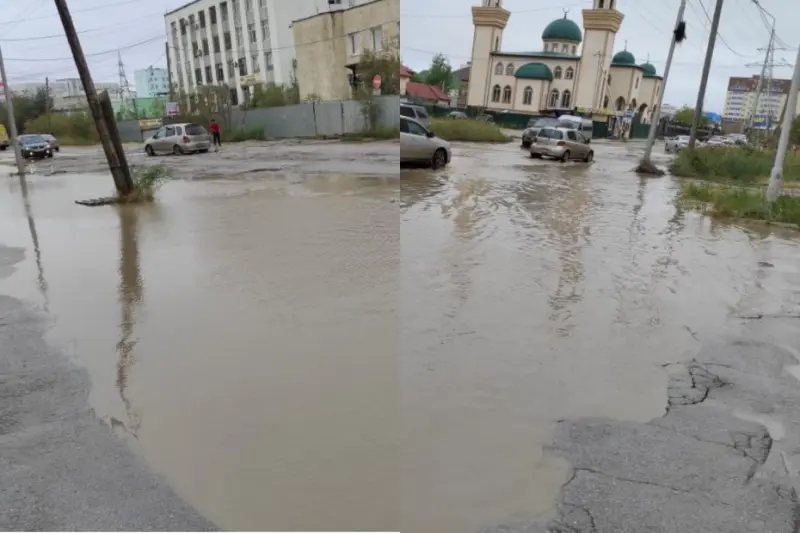 Вот такие пироги: Фотофакт - улица Пирогова в Якутске затоплена после дождей
