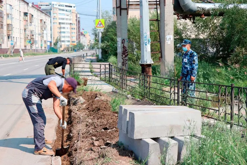 Осужденные задействованы на работах по благоустройству города Якутска