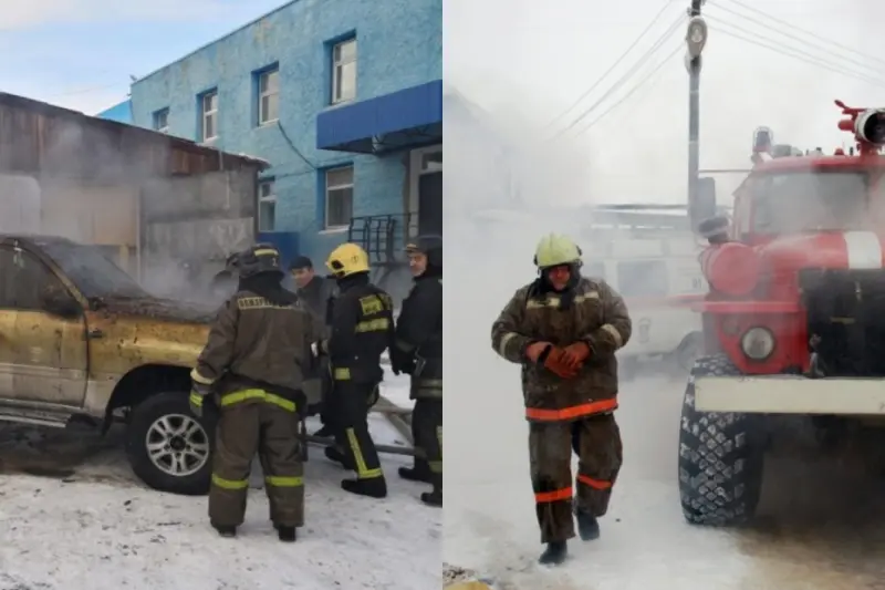 Гараж сгорел в Нерюнгри, а машина в Ленске