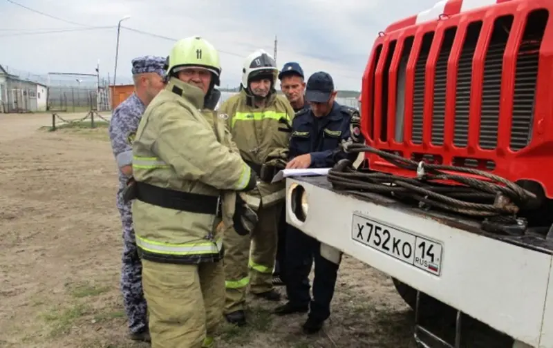 В исправительной колонии №7 прошли пожарно-тактические учения совместно с МЧС России
