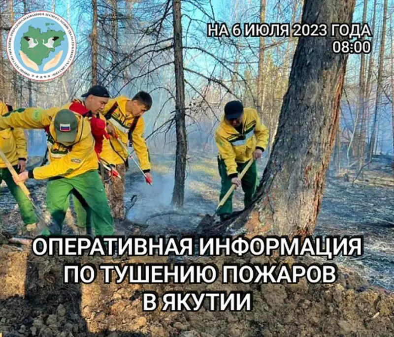 Тушением 32 двух лесных пожаров занимаются в Якутии по состоянию на 6 июня