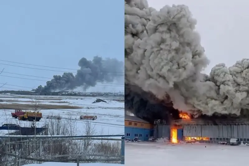Видео: горит арочный гараж на улице Очиченко в Якутске