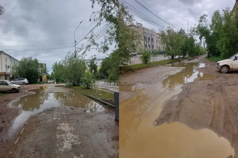 Фотофакт: Улица Дзержинского после дождя – когда, наконец, отремонтируют?