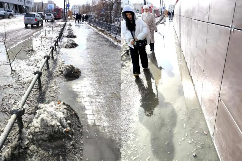 Фотофакт: позорная «уборка» снега напротив мэрии Якутска
