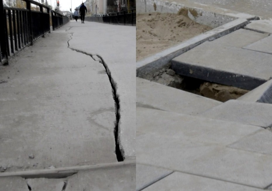 БКАД дал трещину: На новых тротуарах в Якутске выявлены грубые дефекты