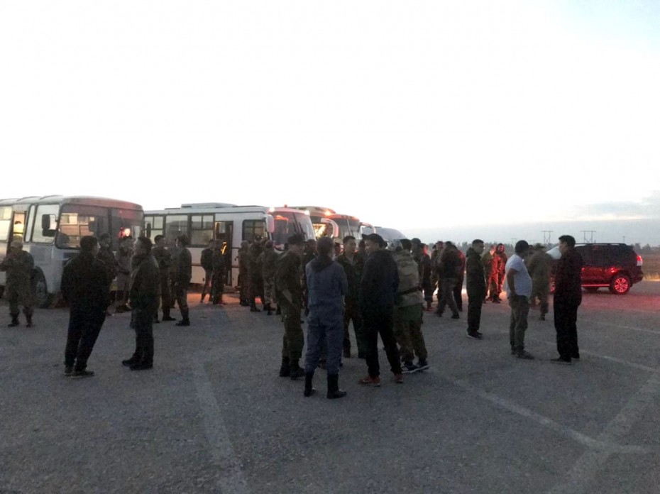 Колонна добровольцев и военная техника направлена в Тастахский наслег