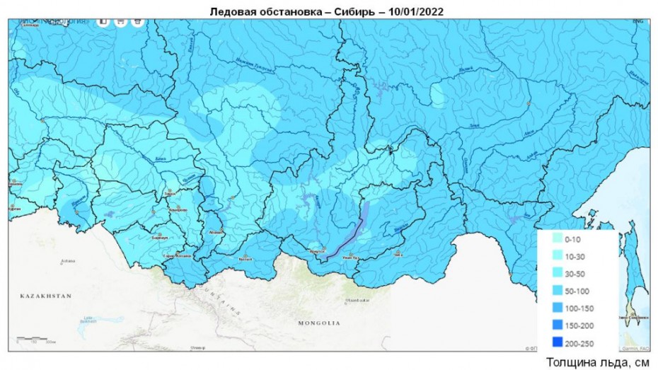 Минприроды России составило гидрологический обзор рек страны на 13 января 2022 года