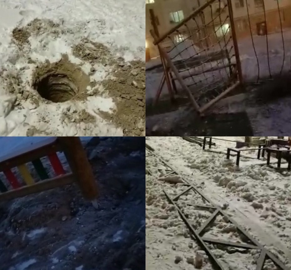 «1000 воров»? Горожане возмущены тем, как в Якутске устанавливают детские площадки в снег и мороз