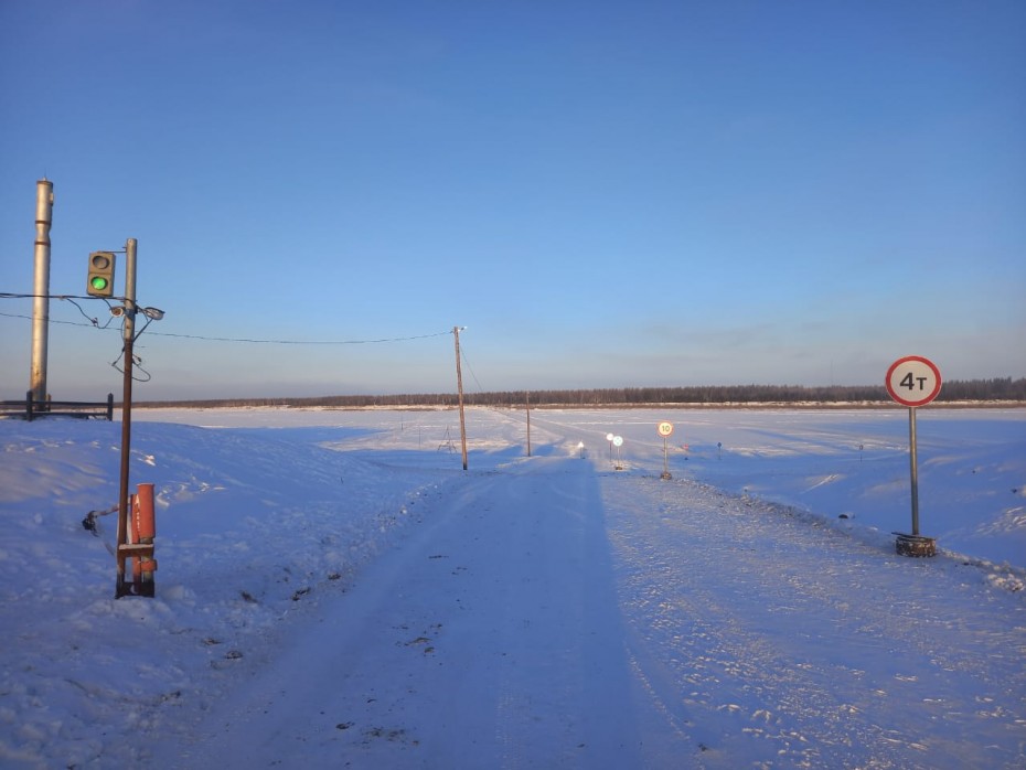На федеральной трассах А-331 «Вилюй» и Р-504 «Колыма» открыто движение по ледовым переправам