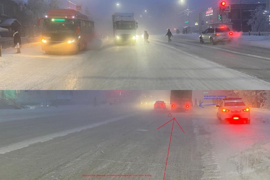 В центре Якутска девушку, переходившую на зеленый свет, сбил автобус