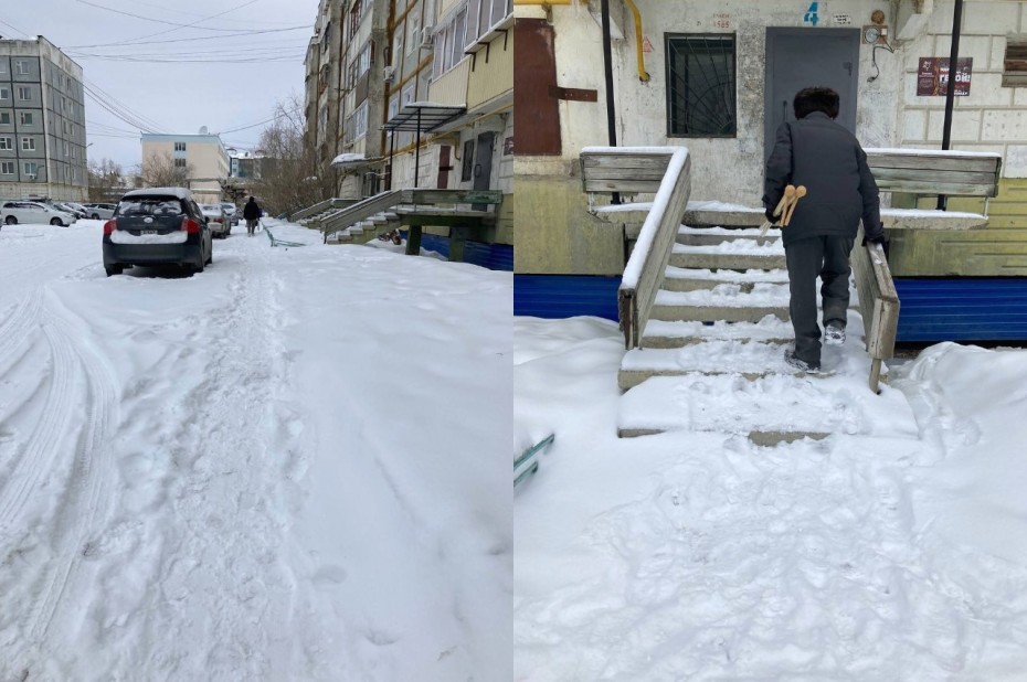 Фотофакт: Власти и УК Якутска не торопятся убирать обильно выпавший снег