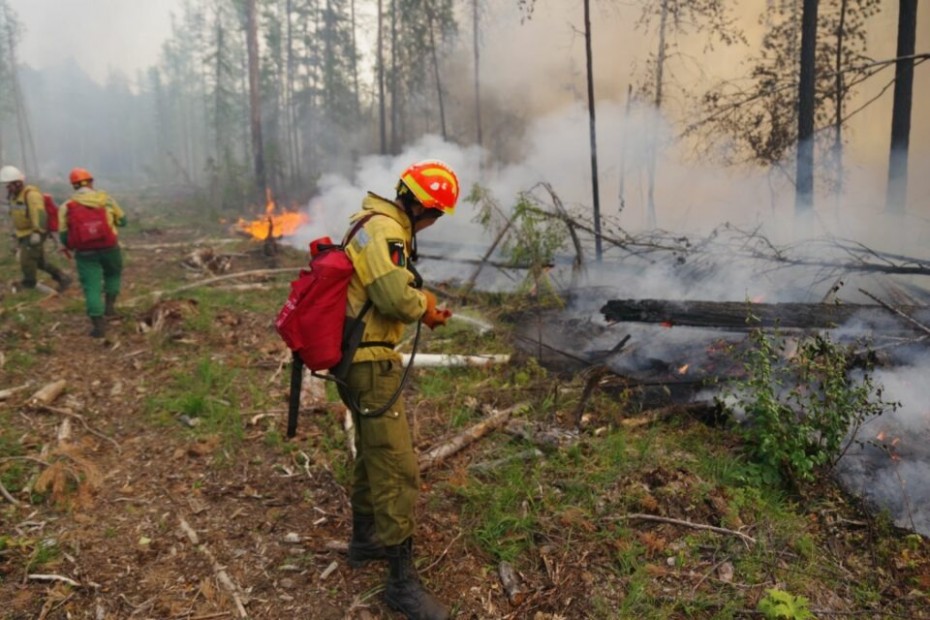 На тушении трёх лесных пожаров в Якутии задействовано свыше 100 огнеборцев