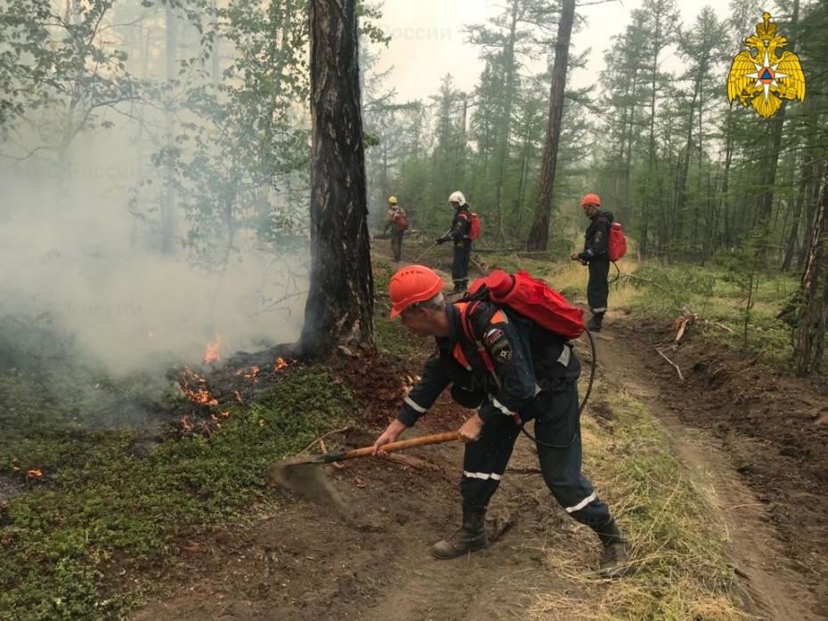 Тушение двух лесных пожаров проводится в Якутии