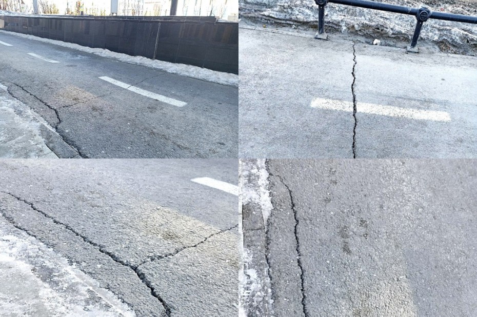 Не прошло и года: На тротуаре проспекта Ленина появились трещины