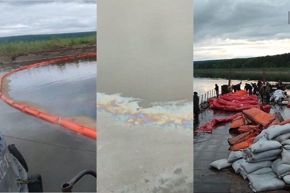 Разлив нефти на реке Лена в Олекминском районе локализован спасателями