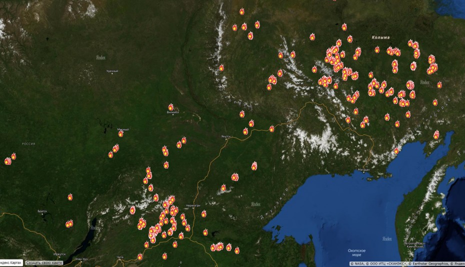 В Якутии площадь лесных пожаров увеличилась на 80 тысяч га за сутки