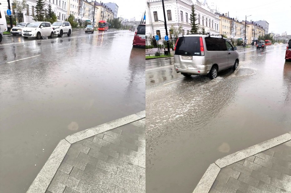 Фотофакт: проспект Ленина после дождя в Якутске